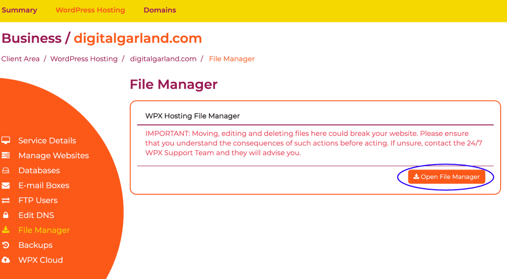 File Manager Page